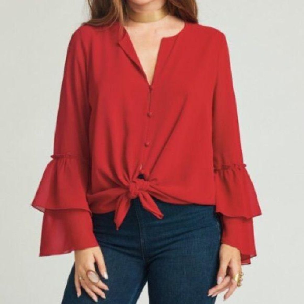 Show Me Your Mumu Abbott Tunic Red Chiffon Top Blouse NWT